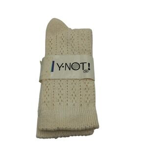 Vintage 80s Y-NOT Pointelle Socks USA Mercerized Cotton Cream Slouch 9-11 NOS
